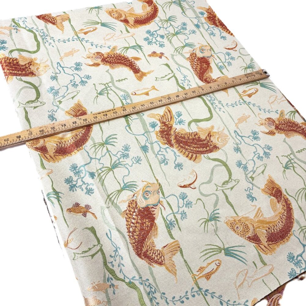 Koi Japanese inspired Jacquard woven Upholstery Fabric Remnant 40" x 52" NWOT - Picture 15 of 15